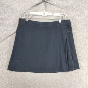 Lands End Tennis Skirt Women Size 12 Navy Blue Pull On Button Detail Solid Skort